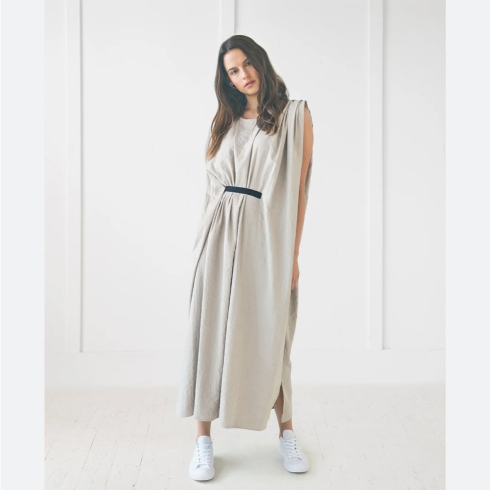 UNAYA Beige Elastic Waist‎ Jumper Maxi Dress Size XS